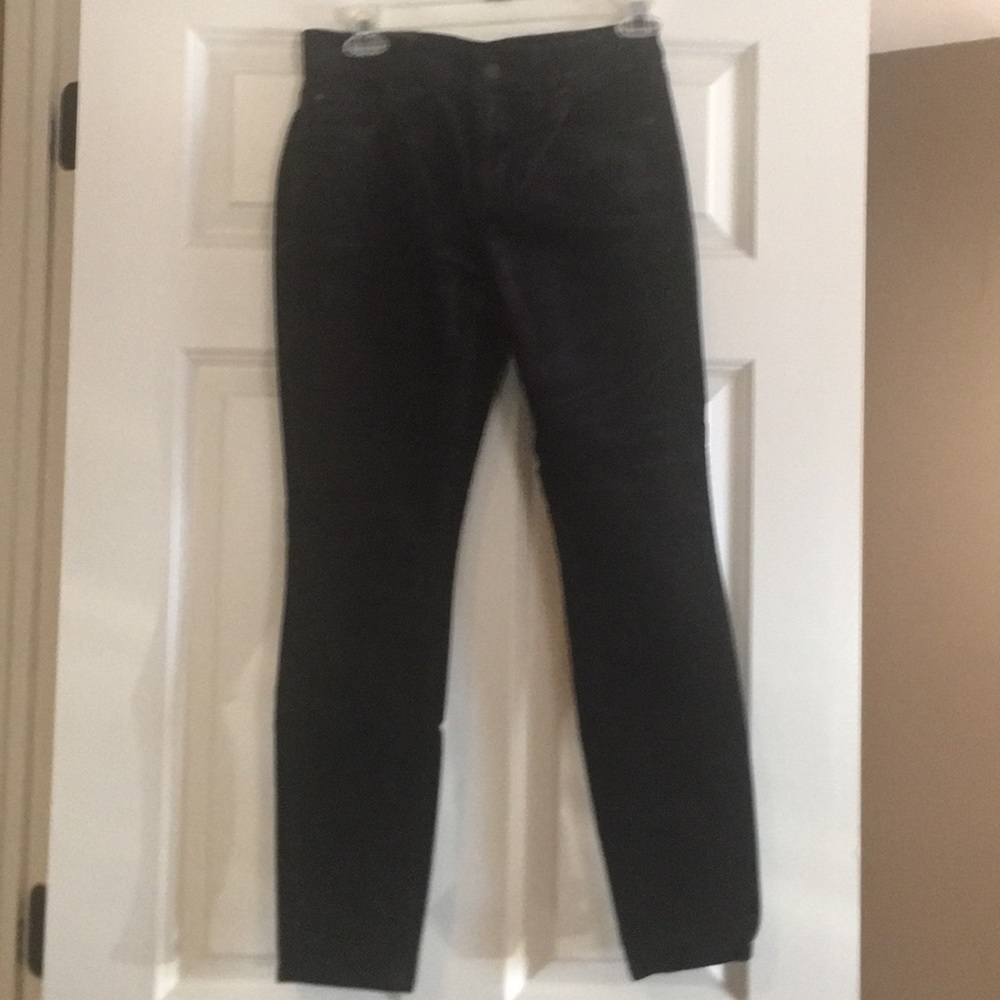 Black velvet straight leg petite pants